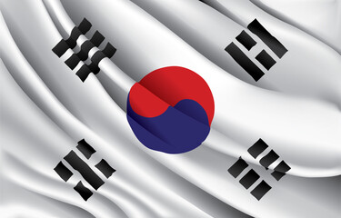 Wall Mural - south korea national flag waving realistic vector illustration