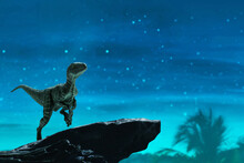 Dinosaur 3d Rendering, Velociraptor In The Jungle