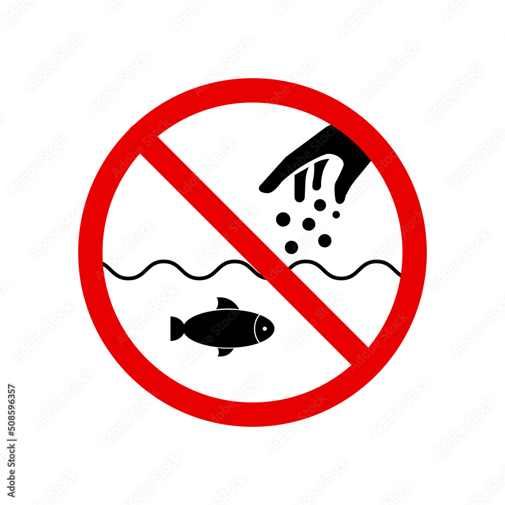 Do not feed the fish icon. Warning sign. Vector line icon for Business ...