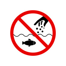 Do Not Feed The Fish Icon. Warning Sign. Vector Line Icon For Business And Advertising