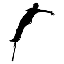 Bungee Jumping Man Silhouette. High Quality Vector