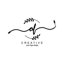 Initial OF Logo Monogram Floral Handwriting Beauty Nails Art Fashion Modern Luxury
