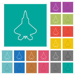 Sticker - Jet fighter outline square flat multi colored icons