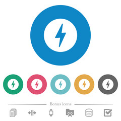 Poster - Lightning in circle solid flat round icons