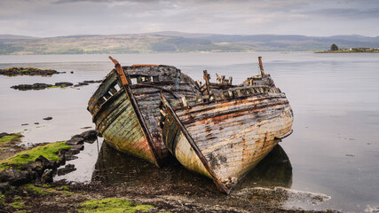 Wall Mural - Abandoned fishjing boats on the Isle of Mull