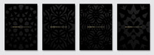 Vector Abstract Mandala Background, Dark Subtle Creative Patterns, Geometric Gradient Texture. Deluxe Minimal Pattern Design. Modern Cover Templates Set.