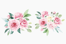 Watercolor Rose Flower Arrangement Collection