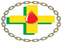 Yellow Cross In Chain. Health Vector Logo
