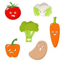 Wall Mural - simple vector illustration cartoon vegetables on white