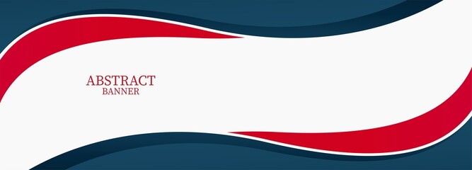 Sticker - red and blue wave banner template design