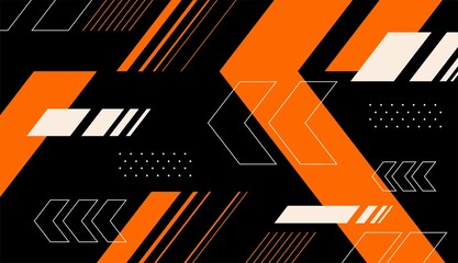 Orange and white abstract shapes with black background vector design