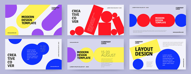 Wall Mural - creative covers or horizontal posters in trendy minimal style for corporate identity, branding, soci