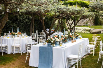 Table set for wedding or another catered event dinner