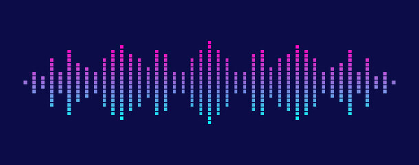 Sound wave. Multicolored audio equalizer. Audio digital signal. Voice sound wave. Motion sound wave. Music element for design audio player.