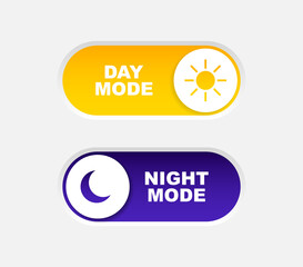 Poster - Day and night mode switch. On and Off toggle switch. Light and dark mode buttons for web design, mobile app, mobile UI. Vector illustration.