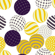 Retro 3d Illustration Of Abstract Balls, Great Design For Any Purpose. Modern Poster For Cover Design. Vector Seamless Technology Background. Background Wall Design.