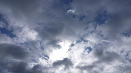 Wall Mural - 4k scenic video time lapse of beautiful sunny cloudy cloudscape. white fluffy clouds flying overhead