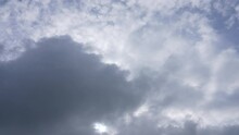 4k Stock Video Time Lapse Of Scenic White Fluffy Clouds And Grey Doves Flying On Cloudy Backdrop. Natural Abstract Cloudy Background