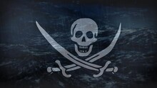 Animation Of Pirates Flag Over Sea And Storm