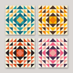 Wall Mural - Retro geometric seamless pattern background set