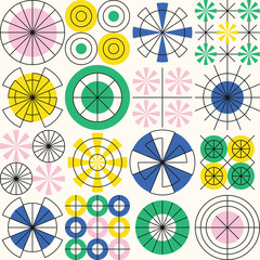 Wall Mural - Colorful art background with abstract geometric shapes. Trendy Neo Memphis seamless pattern.