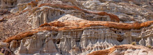 Panoramic View Of Sandstone Erosions Forms Strange Patterns In Red Rock Canyon State Park In California 