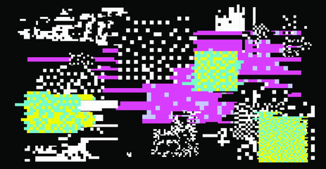 Aufkleber - Trendy Data Moshing Pixelated Background. Abstract vector background with pixel bitmap glitches and flickers. 