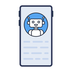 Poster - Chatbot in a smartphone screen. Artificial intelligence. Chatbot concept. Vector illustration..