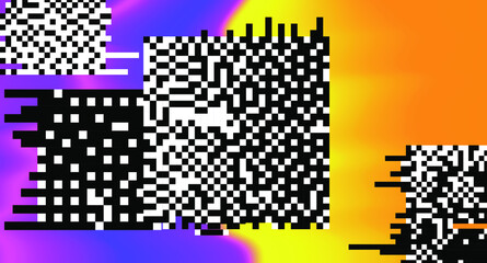 Poster - Neon gradient background with pixel flickers. Abstract geometric illustration.