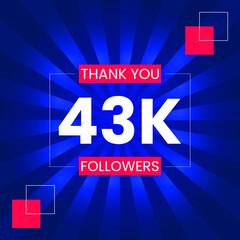 Thank you 43K Followers Vector Design Template