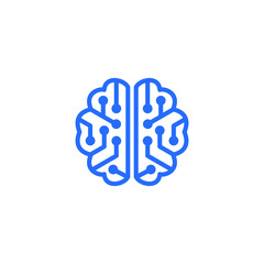 Wall Mural - brain circuit blue logo