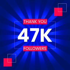 Thank you 47K Followers Vector Design Template