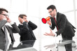 © ASDF - strict businessman holds a business meeting with employees