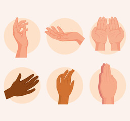 Poster - six hands human gestures