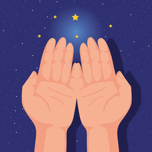 Hands Asking God With Stars