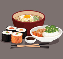 Japanese Food And Chopstick