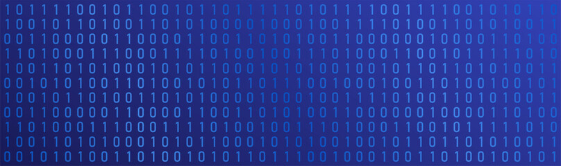 Aufkleber - Binary code tech vector blue banner. Digital technology background.