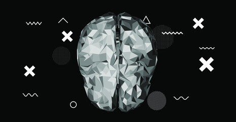 Aufkleber - 3D low-poly model of a human brain. Concept of the neural network and AI.