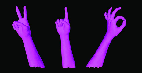 Aufkleber - Abstract futuristic illustration with 3D low-poly hands.