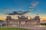 Fototapeta Tulipany - Berlin Germany, sunrise city skyline at Reichstag German Parliament Building