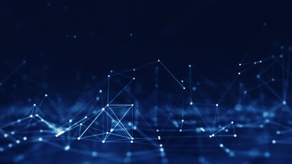 Leinwandbilder - Abstract concepts of cybersecurity technology and digital data protection. Internet network connection with slow moving polygons with dark blue background. Big data.