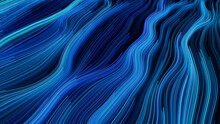 Wavy Lines Background With Blue, Purple And Turquoise Curves. 3D Render.