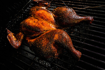 Sticker - whole grilled chicken on the grill