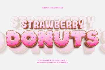 Wall Mural - Strawberry donuts editable text effect 3D Style