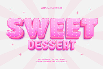 Wall Mural - Pink Sweet Dessert Text Effect Editable 3D Cartoon Style