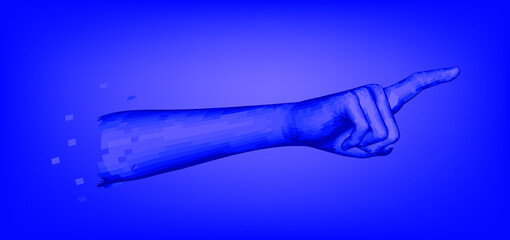 Aufkleber - 3D polygonal model of a hand with pointing gesture.