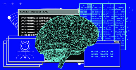 Aufkleber - 3D low-poly model of a human brain. Concept of the neural network and AI.