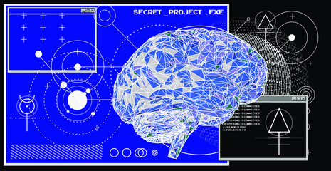 Aufkleber - 3D low-poly model of a human brain. Concept of the neural network and AI.