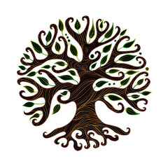 Wall Mural - Art tree with roots for your design