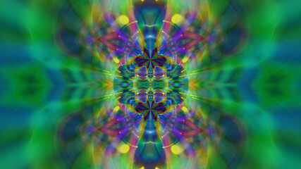 Wall Mural - Abstract multicolored fractal neon kaleidoscope background.